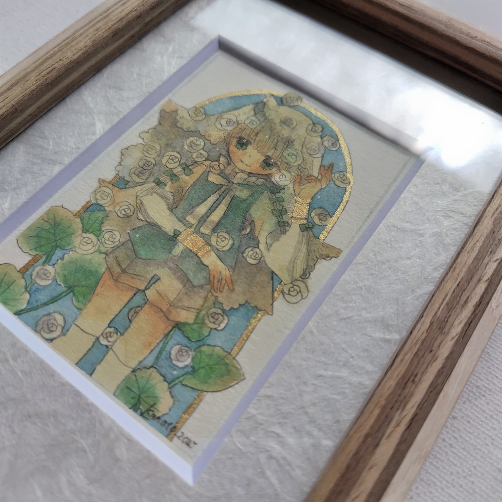 【額装原画】はためくアイボリー