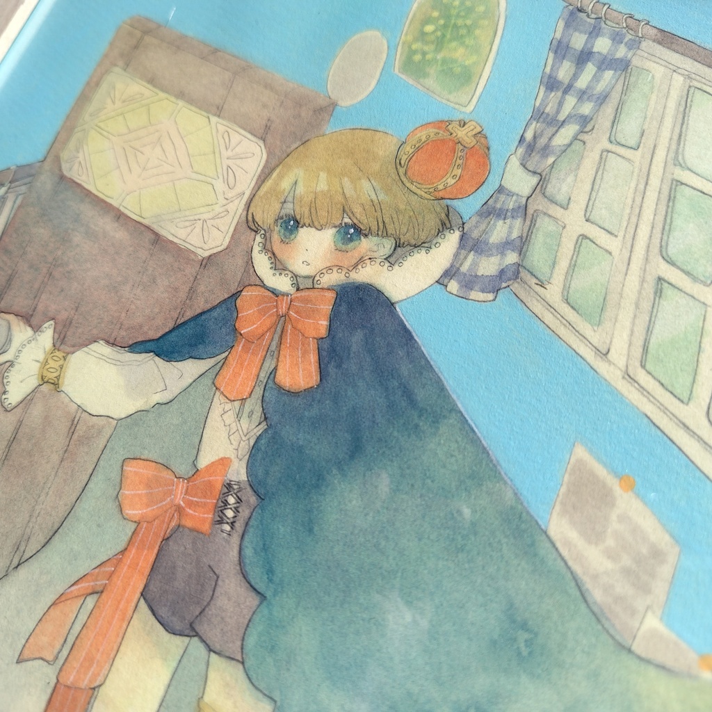 【額装原画】青の箱庭