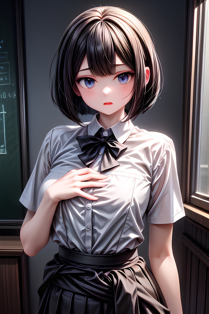 「2.5次元の制服少女たちの午後」AI画像12セット!!!!!!!!!