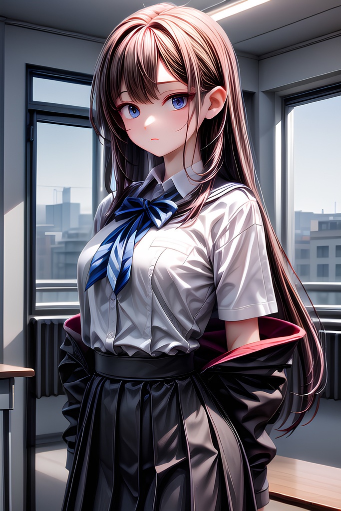 「2.5次元の制服少女たちの午後」AI画像12セット!!!!!!!!!