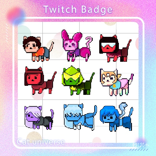 【Twitch Badges】 Cat universe Pixel art