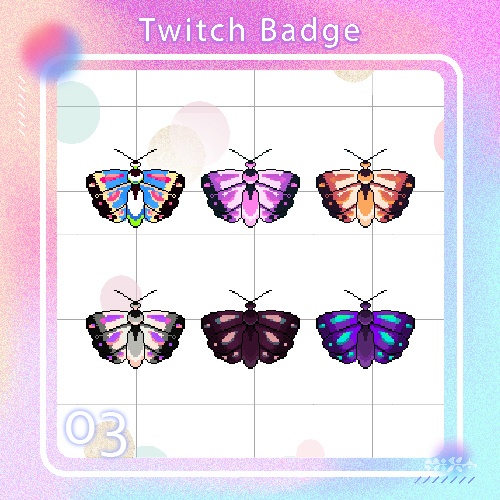 【無料素材PNG】Twitch Badges Pixel art _ Butterfly