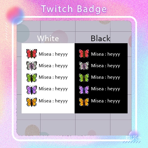 【無料素材PNG】Twitch Badges Pixel art _ Butterfly