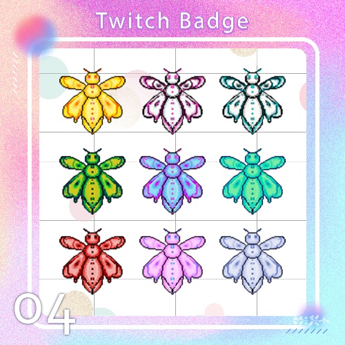 【無料素材PNG】Twitch Badges Pixel art _ Butterfly