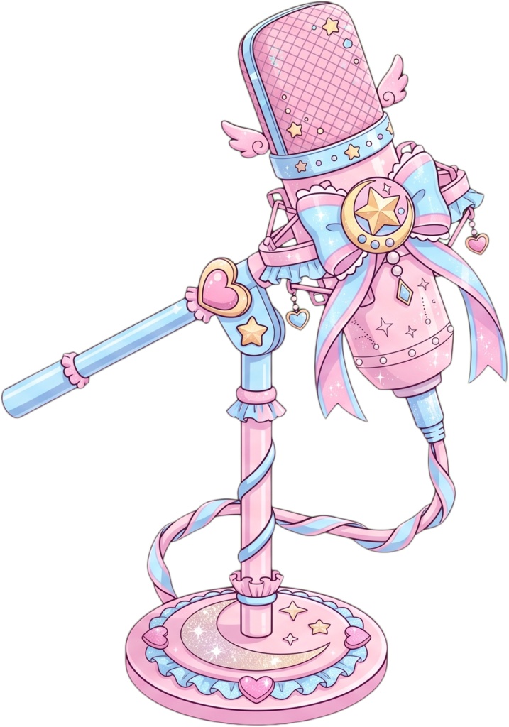 【配信素材】ゆめかわ魔法少女風✨キラキラスステッキマイク【透過PNG】