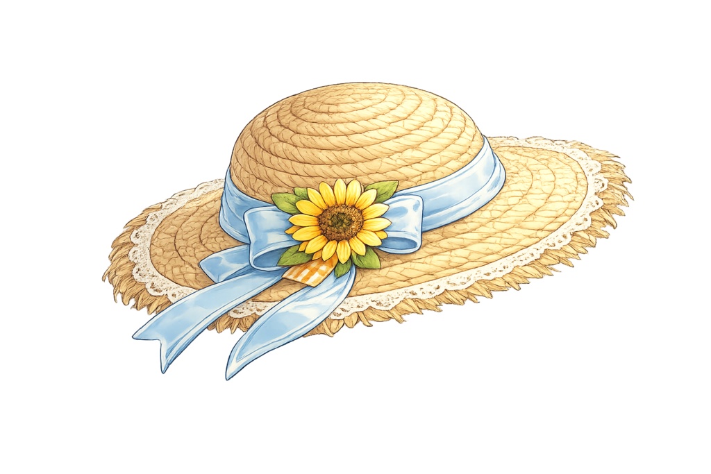 【フリー素材/加工前提】夏にぴったり!麦わら帽子イラスト 3種セット【VTuber/サムネ用】