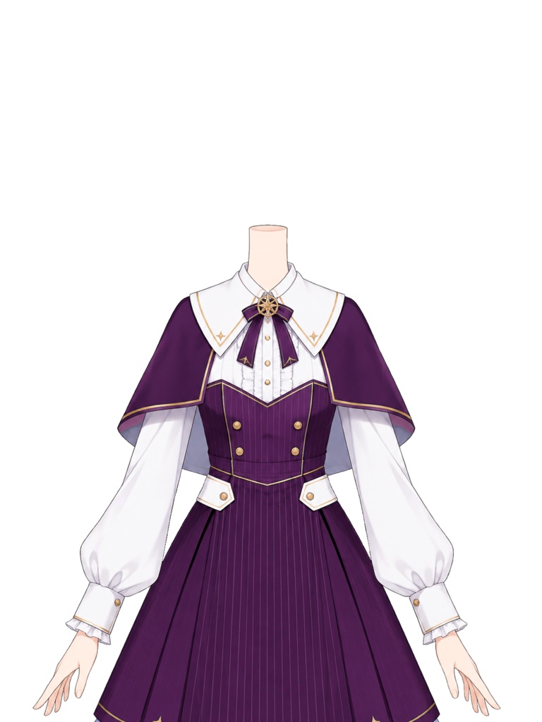 【フリー素材】星降る魔法学校のケープワンピ 4色セット / 着せ替え衣装【VTuber/IRIAM/サムネ用】