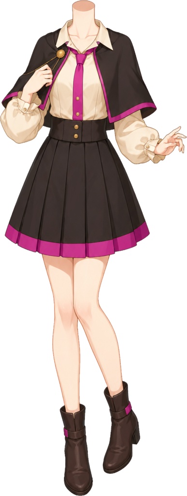 【フリー素材】見習い魔女な制服 / 魔法学園ケープ衣装(全13色)【VTuber/全身透過PNG】