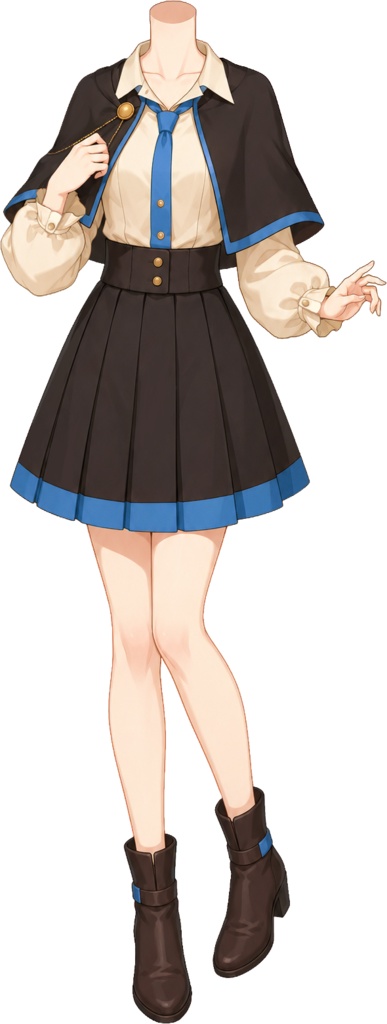 【フリー素材】見習い魔女な制服 / 魔法学園ケープ衣装(全13色)【VTuber/全身透過PNG】