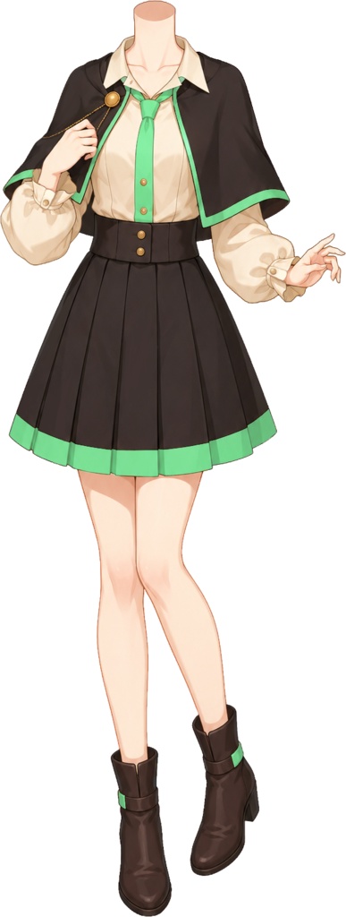 【フリー素材】見習い魔女な制服 / 魔法学園ケープ衣装(全13色)【VTuber/全身透過PNG】