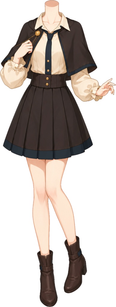 【フリー素材】見習い魔女な制服 / 魔法学園ケープ衣装(全13色)【VTuber/全身透過PNG】