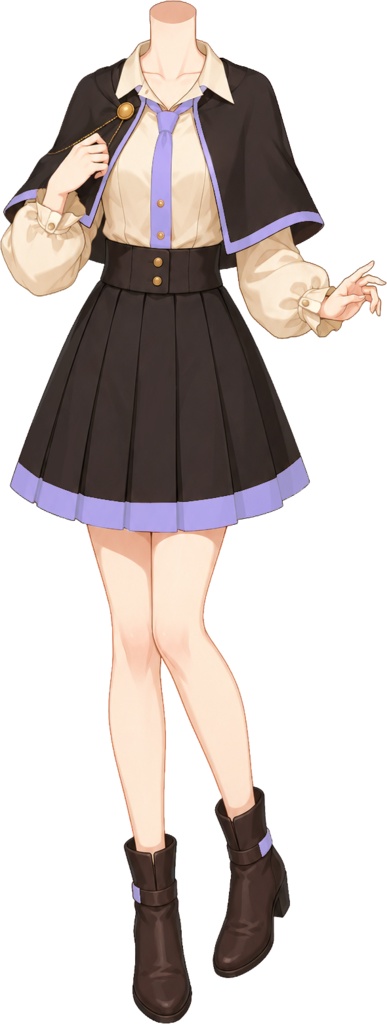 【フリー素材】見習い魔女な制服 / 魔法学園ケープ衣装(全13色)【VTuber/全身透過PNG】