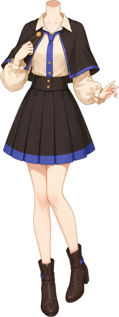 【フリー素材】見習い魔女な制服 / 魔法学園ケープ衣装(全13色)【VTuber/全身透過PNG】