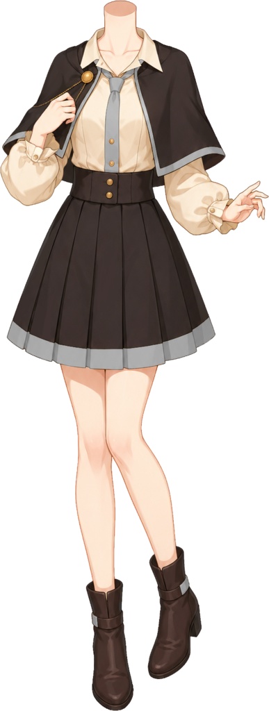 【フリー素材】見習い魔女な制服 / 魔法学園ケープ衣装(全13色)【VTuber/全身透過PNG】