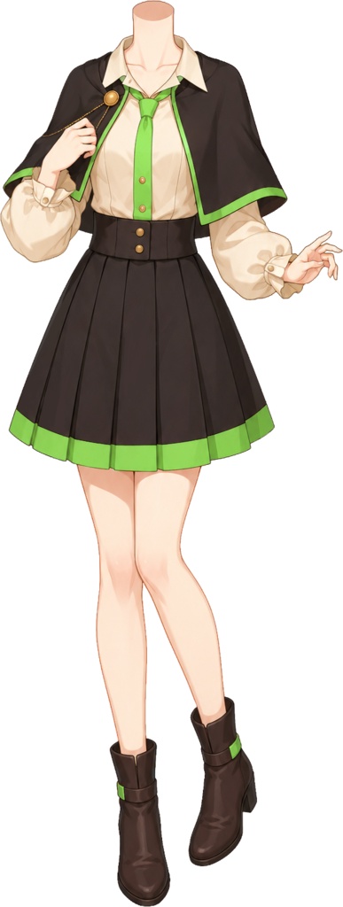 【フリー素材】見習い魔女な制服 / 魔法学園ケープ衣装(全13色)【VTuber/全身透過PNG】