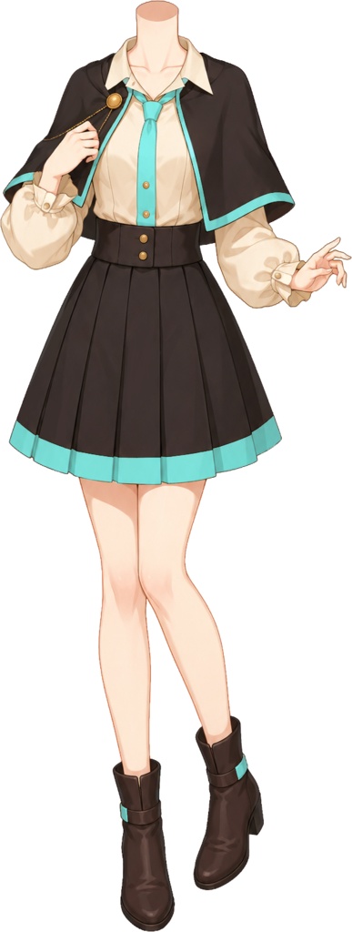 【フリー素材】見習い魔女な制服 / 魔法学園ケープ衣装(全13色)【VTuber/全身透過PNG】