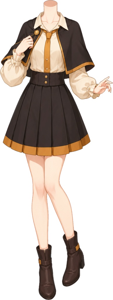 【フリー素材】見習い魔女な制服 / 魔法学園ケープ衣装(全13色)【VTuber/全身透過PNG】