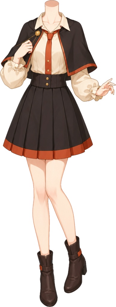 【フリー素材】見習い魔女な制服 / 魔法学園ケープ衣装(全13色)【VTuber/全身透過PNG】