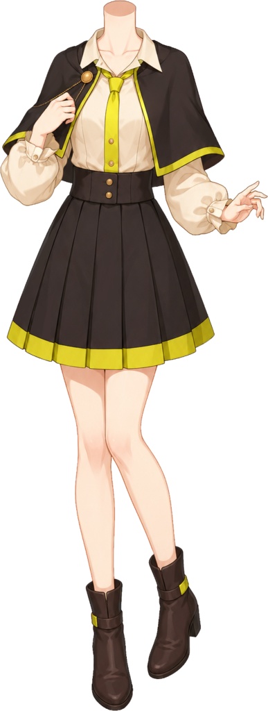 【フリー素材】見習い魔女な制服 / 魔法学園ケープ衣装(全13色)【VTuber/全身透過PNG】