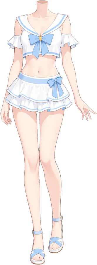 【フリー素材/高解像度版あり】セーラー水着ボディ8色セット|VTuber・Vライバー向け透過PNG