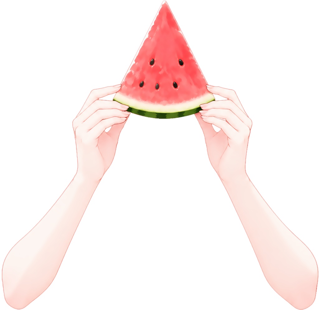 スイカを持つ手・腕ポーズセット / 7月27日はスイカの日!夏の配信・サムネ用【VTuber素材】
