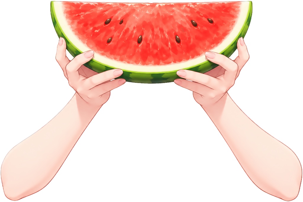 スイカを持つ手・腕ポーズセット / 7月27日はスイカの日!夏の配信・サムネ用【VTuber素材】