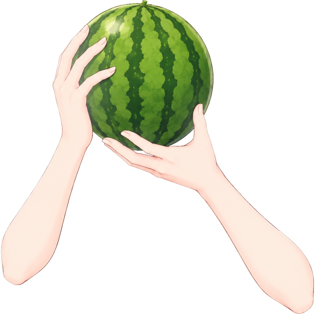 スイカを持つ手・腕ポーズセット / 7月27日はスイカの日!夏の配信・サムネ用【VTuber素材】