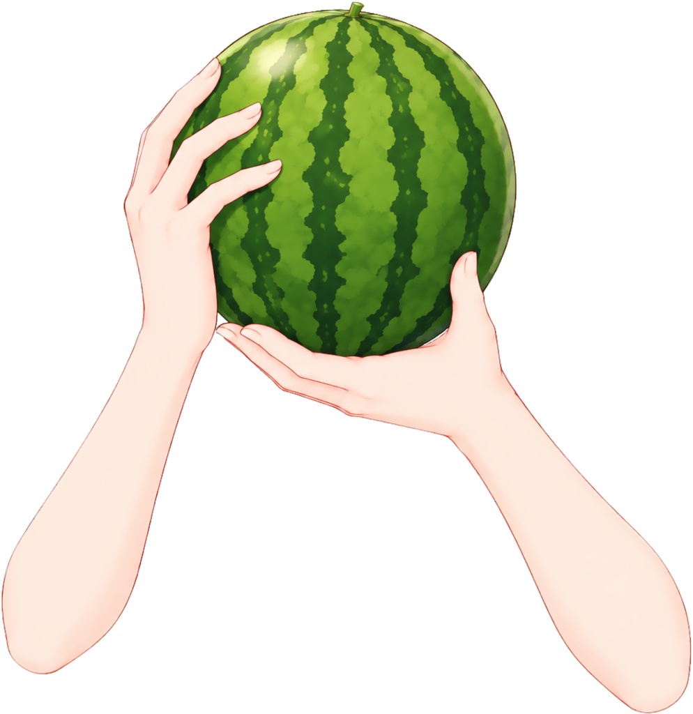 スイカを持つ手・腕ポーズセット / 7月27日はスイカの日!夏の配信・サムネ用【VTuber素材】