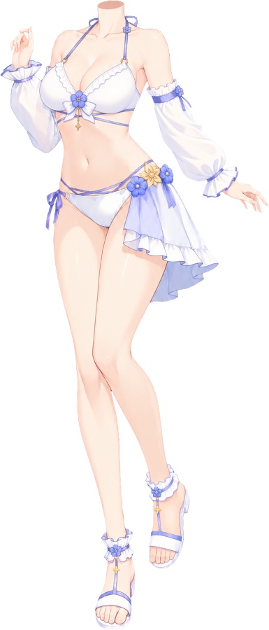 【有料・高画質版】お花ビキニのヘッドレス立ち絵 全13色|夏・海・水着衣装【VTuber/配信用】