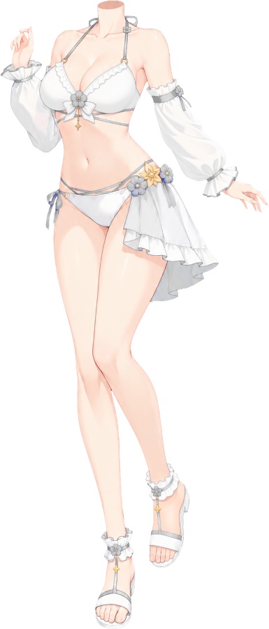 【有料・高画質版】お花ビキニのヘッドレス立ち絵 全13色|夏・海・水着衣装【VTuber/配信用】