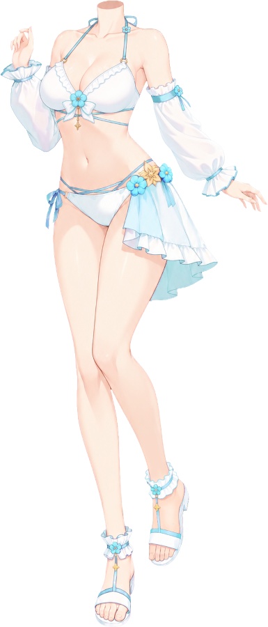 【有料・高画質版】お花ビキニのヘッドレス立ち絵 全13色|夏・海・水着衣装【VTuber/配信用】