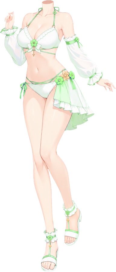 【有料・高画質版】お花ビキニのヘッドレス立ち絵 全13色|夏・海・水着衣装【VTuber/配信用】