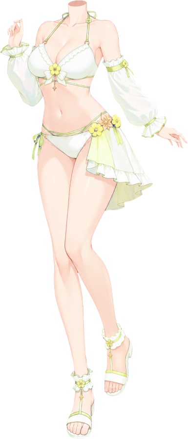 【有料・高画質版】お花ビキニのヘッドレス立ち絵 全13色|夏・海・水着衣装【VTuber/配信用】