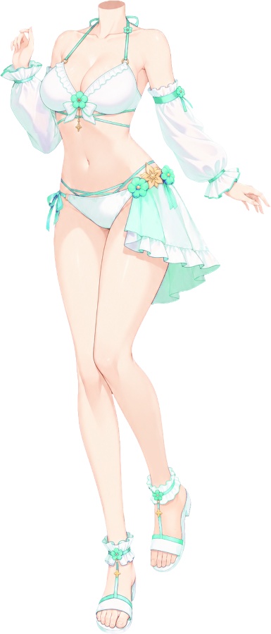 【有料・高画質版】お花ビキニのヘッドレス立ち絵 全13色|夏・海・水着衣装【VTuber/配信用】