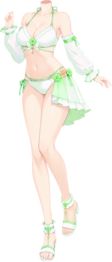 【有料・高画質版】お花ビキニのヘッドレス立ち絵 全13色|夏・海・水着衣装【VTuber/配信用】