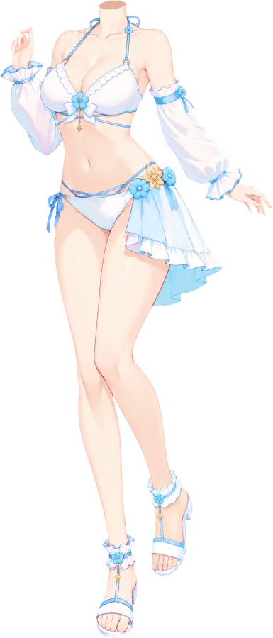 【有料・高画質版】お花ビキニのヘッドレス立ち絵 全13色|夏・海・水着衣装【VTuber/配信用】