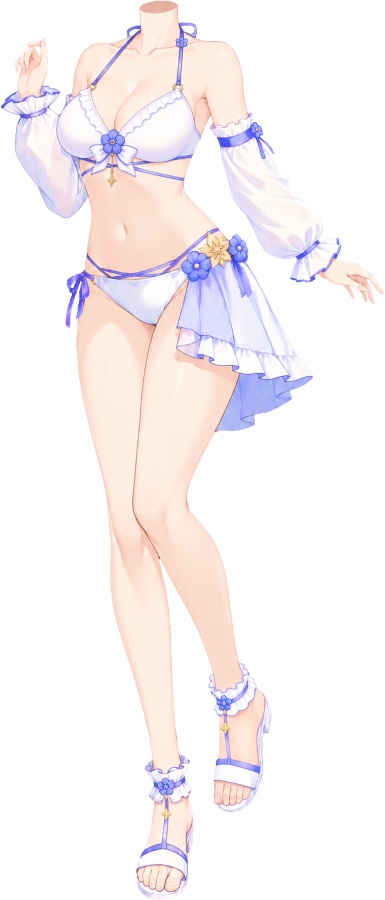 【有料・高画質版】お花ビキニのヘッドレス立ち絵 全13色|夏・海・水着衣装【VTuber/配信用】