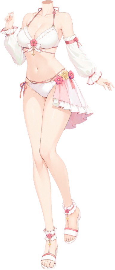 【有料・高画質版】お花ビキニのヘッドレス立ち絵 全13色|夏・海・水着衣装【VTuber/配信用】