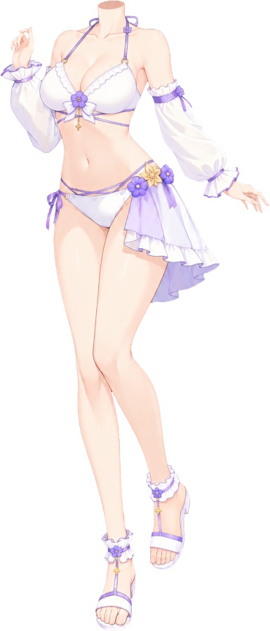 【有料・高画質版】お花ビキニのヘッドレス立ち絵 全13色|夏・海・水着衣装【VTuber/配信用】