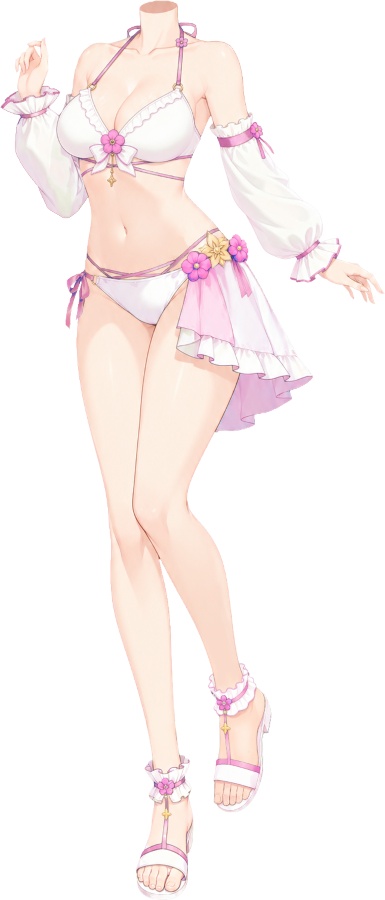 【有料・高画質版】お花ビキニのヘッドレス立ち絵 全13色|夏・海・水着衣装【VTuber/配信用】
