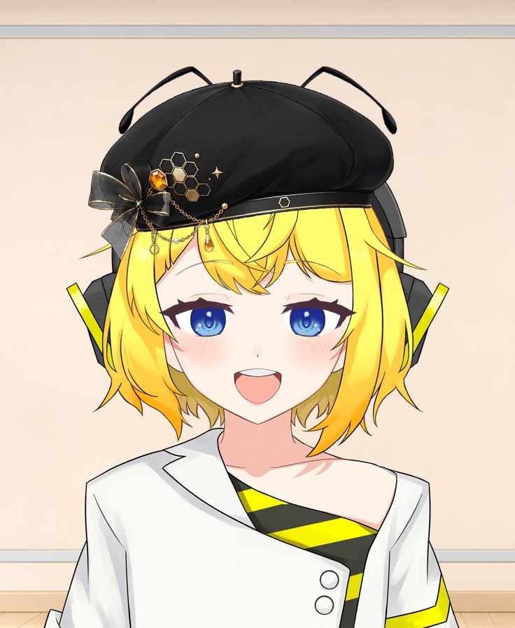 【VTuber素材】蜂モチーフベレー帽｜はちみつの日・蜂コーデ用小物【透過PNG】