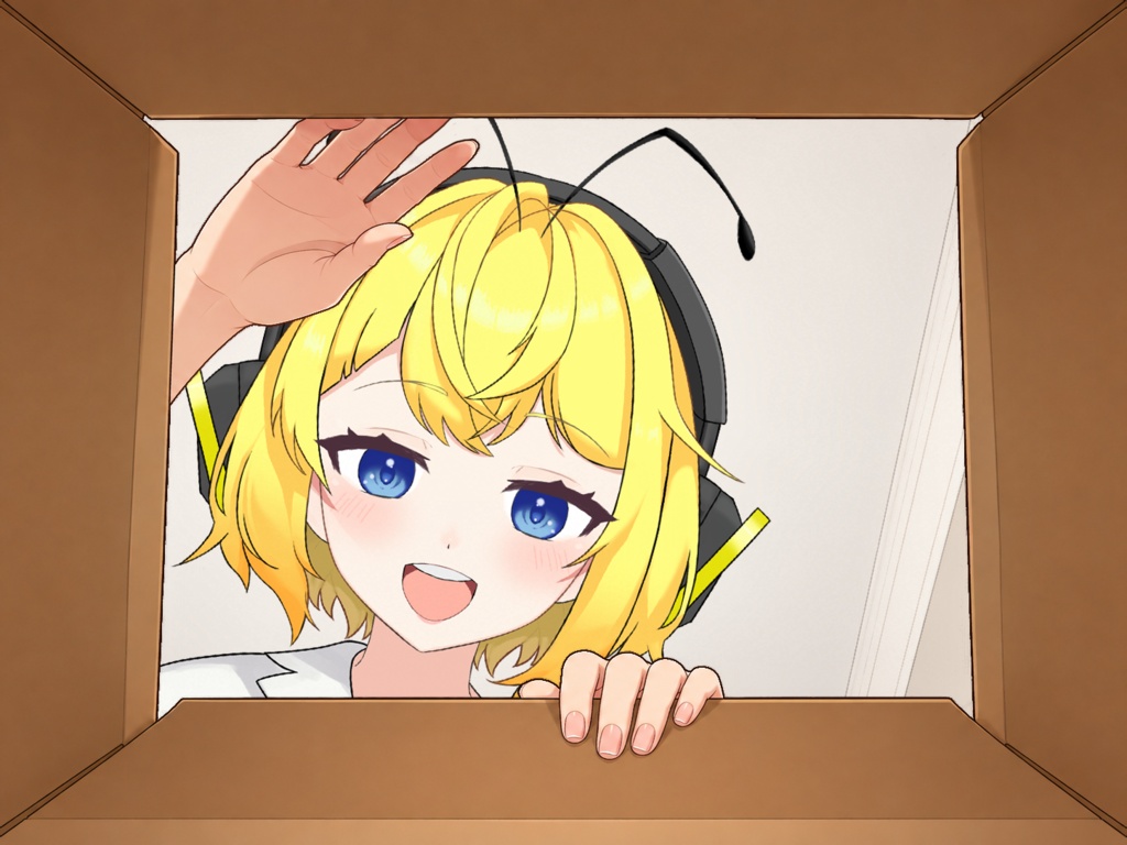 【フリー素材】ハコの日!段ボール箱シチュエーション素材5点セット/かぶる・入る・箱の中視点【VTuber/配信用】