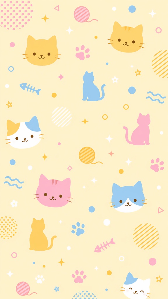 【背景素材】猫モチーフ縦型背景 4種セット|8/8 世界猫の日・VTuber・配信用PNG