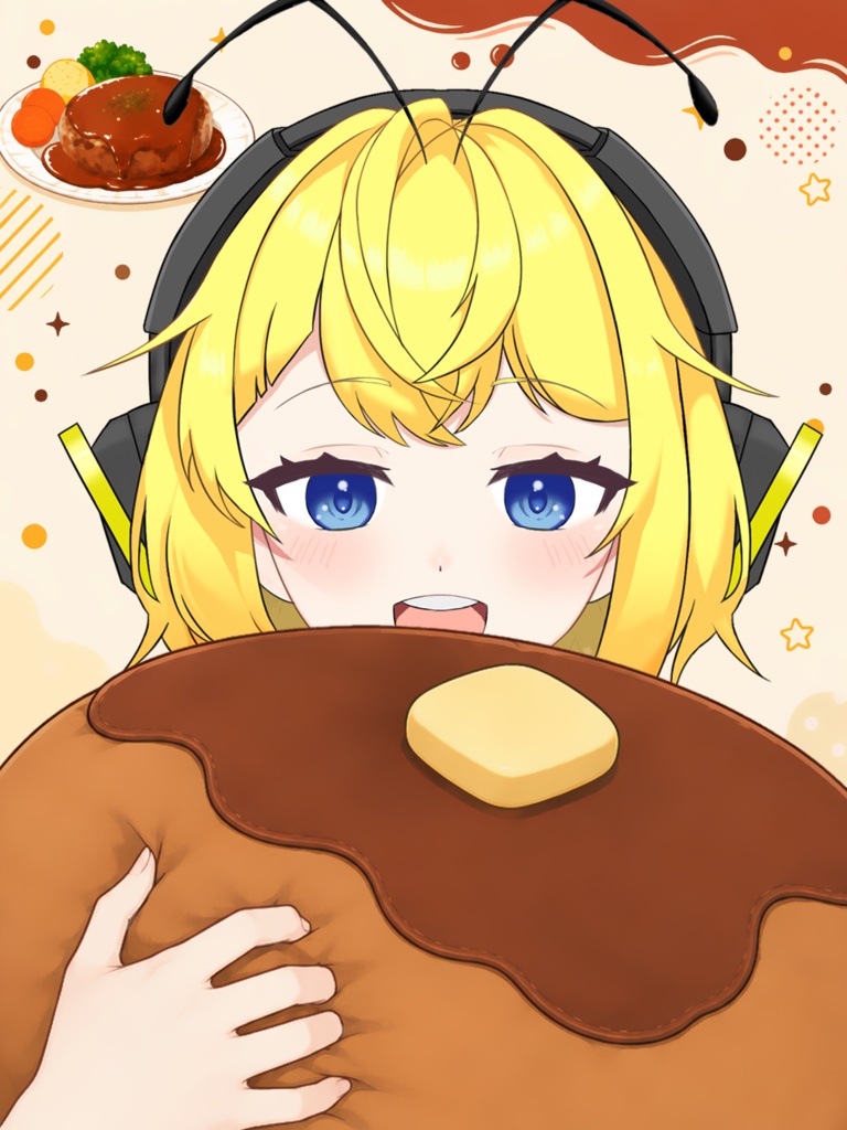 【VTuber素材】ハンバーグぬい抱っこ素材＆ハンバーグ背景 / ハンバーグの日・抱き枕の日・ハグの日【配信用】