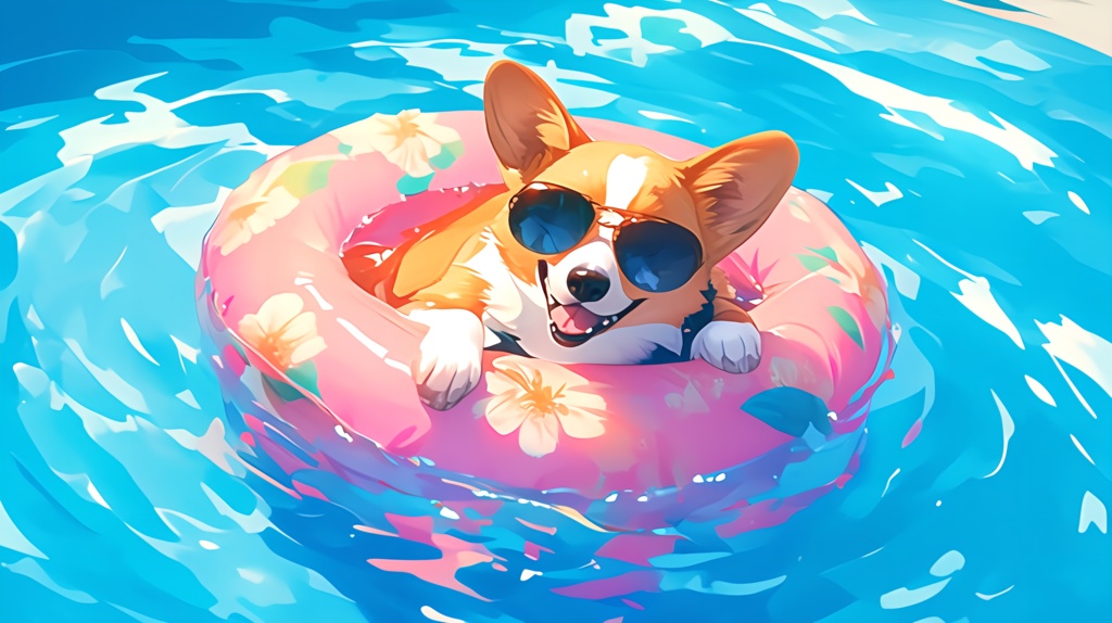 コーギープール 🐾 Corgi Pool 【PC Wallpaper 10 Pack / 4368×2448px】