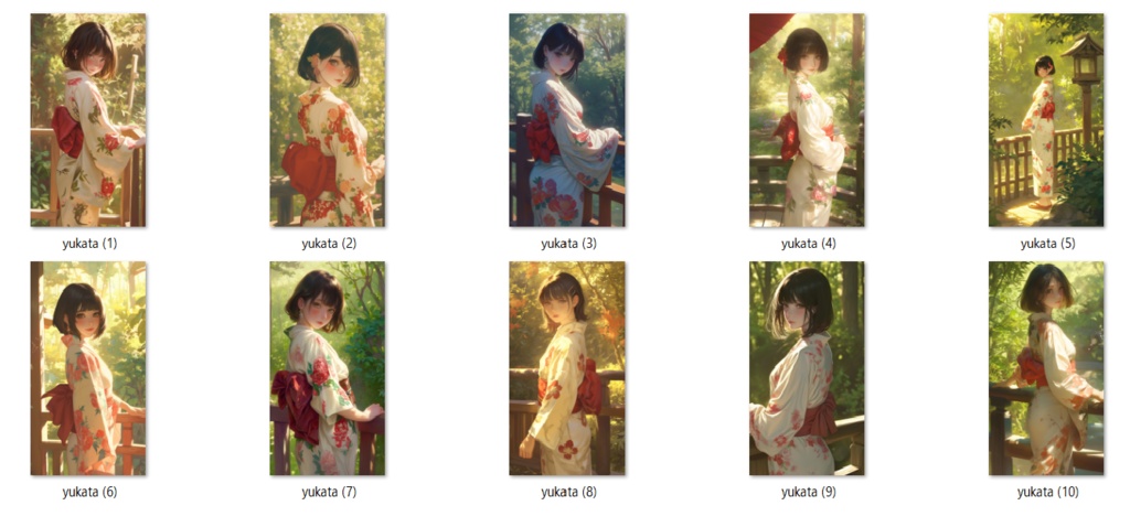 浴衣の少女・和風スマホ壁紙10枚セット / Yukata Girl Japanese Smartphone Wallpaper Pack