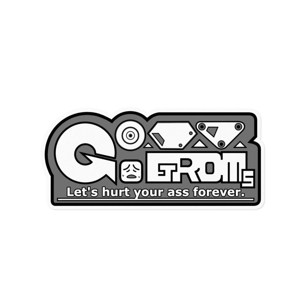 尻痛GROMステッカー [白黒][外フチ透明]