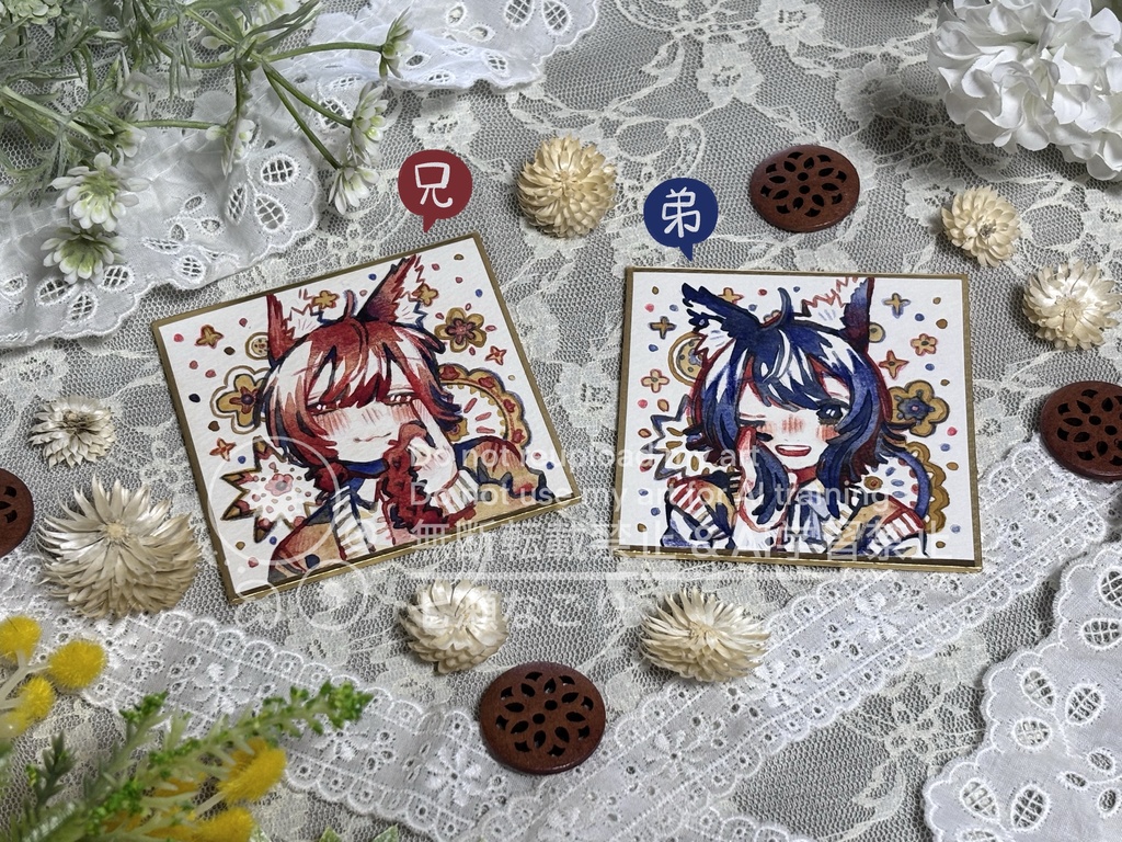 【原画】猫耳兄弟・豆色紙