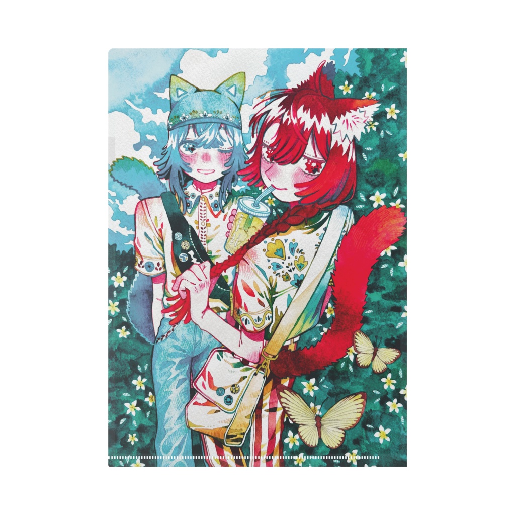 【クリアファイル】猫耳兄弟・夏風とお散歩