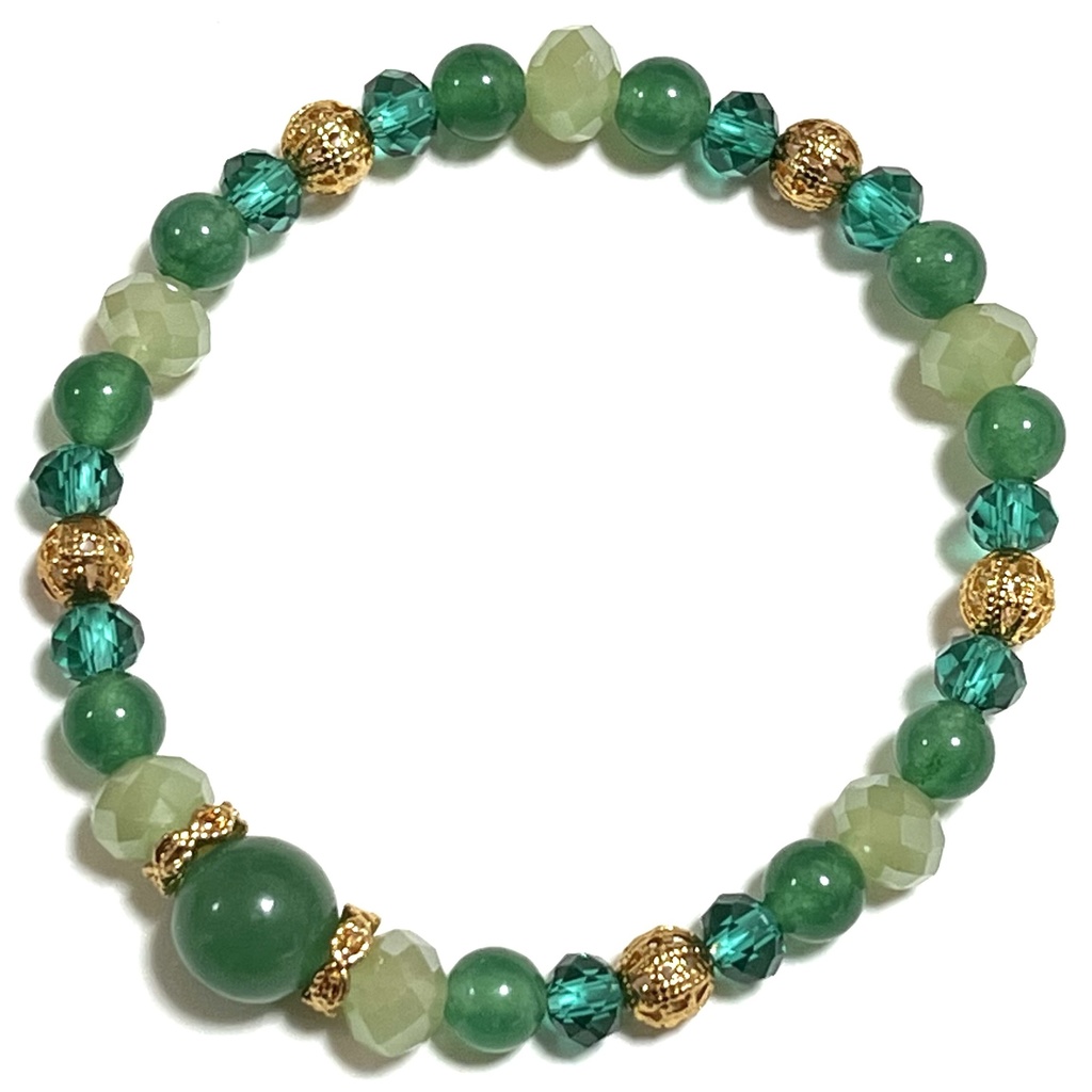 グリーンアゲイトのブレスレット(ゴールドパーツ)